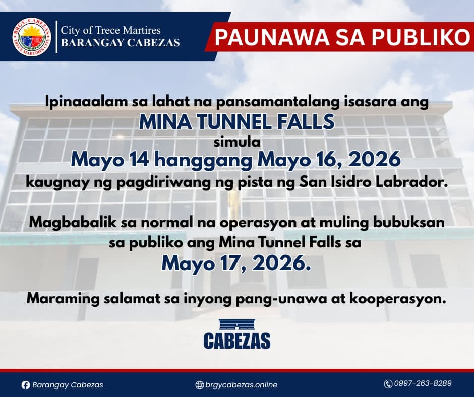 Mina Tunnel Falls is closed on May 14, 2026 to May 16, 2026